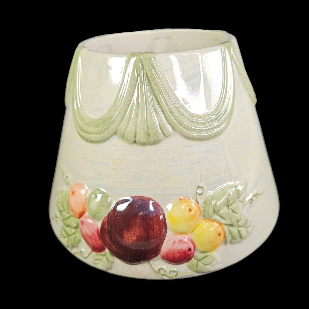 Yankee Candle Iridescent Sugar Plums Fruit Lg Shade Topper Embossed Ceramic READ